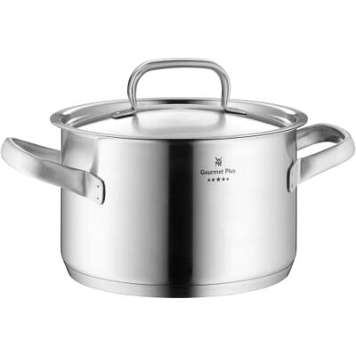 WMF Gourmet Plus Kleine steelpan, 16 cm, metalen deksel met stoomopening, inductiekookpan 1,9 l, Cromargan roestvrij staal, mat, schaal aan de binnenkant WMF Gourmet Plus Kleine steelpan, 16 cm, metalen deksel met stoomopening, inductiekookpan 1,9 l, Cromargan roestvrij staal, mat, schaal aan de binnenkant