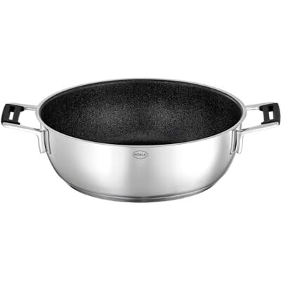 RÖSLE SILENCE PRO serveerpan, pan met krasbestendige premium anti-aanbaklaag ProResist, siliconen handgrepen, 28 cm, roestvrij staal 18/10, geschikt voor inductie, vaatwasmachinebestendig RÖSLE SILENCE PRO serveerpan, pan met krasbestendige premium anti-aanbaklaag ProResist, siliconen handgrepen, 28 cm, roestvrij staal 18/10, geschikt voor inductie, vaatwasmachinebestendig