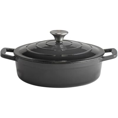 APS 88301 5 Stars gietijzeren stoofpan met deksel geschikt voor inductie en oven met dekselhouder, Ø 25 cm, 2,5 liter, antraciet APS 88301 5 Stars gietijzeren stoofpan met deksel geschikt voor inductie en oven met dekselhouder, Ø 25 cm, 2,5 liter, antraciet