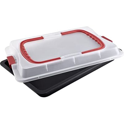 Dr. Oetker 3-in-1 bakplaat met deksel, bakplaat voor bakken, bewaren en transporteren, rechthoekige bakvorm als pizzaplaat, ovenplaat of taartplaat (42 x 29 cm) Dr. Oetker 3-in-1 bakplaat met deksel, bakplaat voor bakken, bewaren en transporteren, rechthoekige bakvorm als pizzaplaat, ovenplaat of taartplaat (42 x 29 cm)