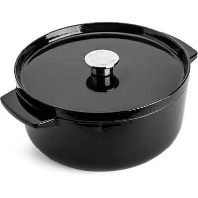 KitchenAid Cast Iron Braadpan van geëmailleerd gietijzer met deksel, Ø 26 cm, rond, 5,2 l, 6 kg, hoogwaardig en duurzaam, grijpen, frituren, PFAS-vrij, inductie, ergonomische handgreep, in de oven op 260 °C, onyx zwart KitchenAid Cast Iron Braadpan van geëmailleerd gietijzer met deksel, Ø 26 cm, rond, 5,2 l, 6 kg, hoogwaardig en duurzaam, grijpen, frituren, PFAS-vrij, inductie, ergonomische handgreep, in de oven op 260 °C, onyx zwart
