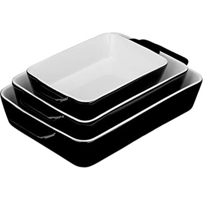 Relaxdays Set van 3 vierkante keramische ovenschalen Vaatwasmachinebestendig Voor lasagne en ovenschotels Zwart en wit 6 x 33 x 20 cm Relaxdays Set van 3 vierkante keramische ovenschalen Vaatwasmachinebestendig Voor lasagne en ovenschotels Zwart en wit 6 x 33 x 20 cm