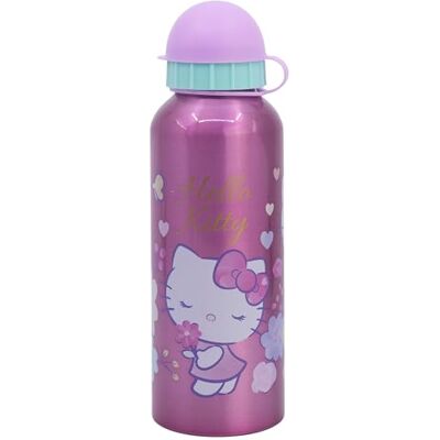 Stor Hello Kitty drinkfles voor kinderen, aluminium, 530 ml, met lekvrij mondstuk en veilige sluiting, herbruikbaar, voor school, sport Stor Hello Kitty drinkfles voor kinderen, aluminium, 530 ml, met lekvrij mondstuk en veilige sluiting, herbruikbaar, voor school, sport