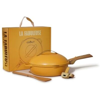 COOKUT De fantastische 8-in-1 pan – één gebruiksvoorwerp dat pan, pan, stoofpan vervangt, met 2 afneembare handgrepen, stoom-/frituurmand, houten spatel – mango COOKUT De fantastische 8-in-1 pan – één gebruiksvoorwerp dat pan, pan, stoofpan vervangt, met 2 afneembare handgrepen, stoom-/frituurmand, houten spatel – mango
