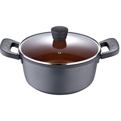 San Ignacio Bronze kookpan 24 cm, 4,5 l, anti-aanbaklaag, gemaakt van gegoten aluminium, handgrepen met zacht gevoel, geschikt voor alle soorten keukens San Ignacio Bronze kookpan 24 cm, 4,5 l, anti-aanbaklaag, gemaakt van gegoten aluminium, handgrepen met zacht gevoel, geschikt voor alle soorten keukens