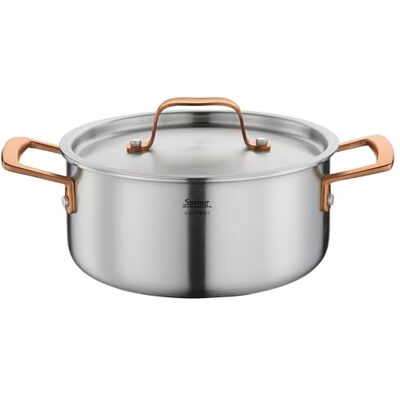 Spring Gourmet meerlaagse braadpan met roestvrijstalen deksel, ovenbestendig, met binnenschaal, Ø 20 cm, hoogte 9 cm, 2,7 l, roségoud Spring Gourmet meerlaagse braadpan met roestvrijstalen deksel, ovenbestendig, met binnenschaal, Ø 20 cm, hoogte 9 cm, 2,7 l, roségoud