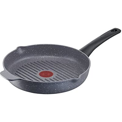 Rowenta Tefal Grill pan Natural On gegoten aluminium 26 cm Inductie anti-aanbaklaag pan met ribben voor het grijpen van vlees en groenten, thermo-signaaltechnologie voor nauwkeurig Rowenta Tefal Grill pan Natural On gegoten aluminium 26 cm Inductie anti-aanbaklaag pan met ribben voor het grijpen van vlees en groenten, thermo-signaaltechnologie voor nauwkeurig