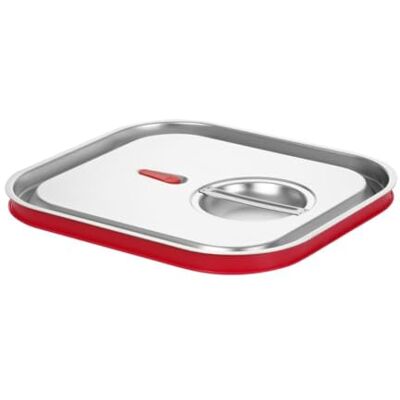 HENDI Gastronorm deksel voor gastronomiecontainer met siliconen rand, temperatuurbestendig van -40 ° tot 300 ° C, heteluchtoven, Chafing Dishes-Bain Marie stapelbaar, GN 2/3 354 x 325 mm, roestvrij staal HENDI Gastronorm deksel voor gastronomiecontainer met siliconen rand, temperatuurbestendig van -40 ° tot 300 ° C, heteluchtoven, Chafing Dishes-Bain Marie stapelbaar, GN 2/3 354 x 325 mm, roestvrij staal