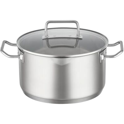 RÖSLE EXPERTISO Universele kookpan van roestvrij staal 18/10 24 cm met glazen deksel, binnenschaal, vaatwasmachinebestendig RÖSLE EXPERTISO Universele kookpan van roestvrij staal 18/10 24 cm met glazen deksel, binnenschaal, vaatwasmachinebestendig