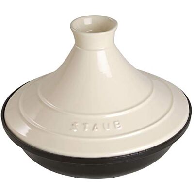 STAUB Tajine schaal van gietijzer, keramisch deksel, Ø 28 cm, crème STAUB Tajine schaal van gietijzer, keramisch deksel, Ø 28 cm, crème