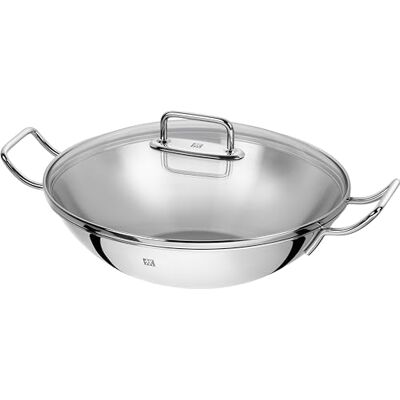ZWILLING Wok 40992-332-0, met glazen deksel en uitneembaar roosterinzetstuk, geschikt voor inductie, Ø 32 cm, roestvrij staal, Plus, zilver ZWILLING Wok 40992-332-0, met glazen deksel en uitneembaar roosterinzetstuk, geschikt voor inductie, Ø 32 cm, roestvrij staal, Plus, zilver