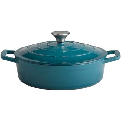 APS 88312 5 Stars Gietijzeren stoofpan met deksel, geschikt voor inductie en oven met dekselhouder, Ø 25 cm, 2,5 liter, turquoise APS 88312 5 Stars Gietijzeren stoofpan met deksel, geschikt voor inductie en oven met dekselhouder, Ø 25 cm, 2,5 liter, turquoise