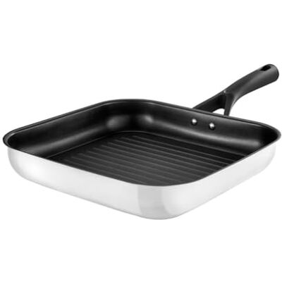 Pyrex 8019842 Expert Touch Grill van roestvrij staal, Ø 28 cm, geschikt voor alle warmtebronnen, inclusief inductie, antiaanbaklaag, versterkt, lange levensduur Pyrex 8019842 Expert Touch Grill van roestvrij staal, Ø 28 cm, geschikt voor alle warmtebronnen, inclusief inductie, antiaanbaklaag, versterkt, lange levensduur