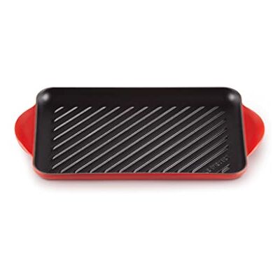 Le Creuset Geëmailleerde gietijzeren rechthoekige grillplaat, voor vetarm koken op alle soorten kookplaten, inclusief inductie, 32,5 cm, kersenrood, 202023206 Le Creuset Geëmailleerde gietijzeren rechthoekige grillplaat, voor vetarm koken op alle soorten kookplaten, inclusief inductie, 32,5 cm, kersenrood, 202023206