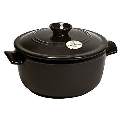 Emile Henry Eh794525 braadpan, rond, keramiek, houtskool, 22 x 22 x 15 cm, zwart Emile Henry Eh794525 braadpan, rond, keramiek, houtskool, 22 x 22 x 15 cm, zwart