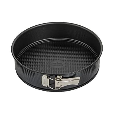 Zenker springvorm Ø 26 cm is een zwarte stalen bakvorm met lekbescherming en anti-aanbaklaag, ronde taartvorm met platte bodem (Kleur: zwart), Aantal: 1 stuk Zenker springvorm Ø 26 cm is een zwarte stalen bakvorm met lekbescherming en anti-aanbaklaag, ronde taartvorm met platte bodem (Kleur: zwart), Aantal: 1 stuk