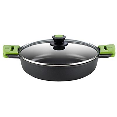BRA Prior Lage kookpan 24 cm, gegoten aluminium, met antiaanbaklaag, Teflon innovaties zonder PFOA, met glazen deksel en afneembare siliconen handgrepen, voor alle warmtebronnen, inclusief inductie BRA Prior Lage kookpan 24 cm, gegoten aluminium, met antiaanbaklaag, Teflon innovaties zonder PFOA, met glazen deksel en afneembare siliconen handgrepen, voor alle warmtebronnen, inclusief inductie
