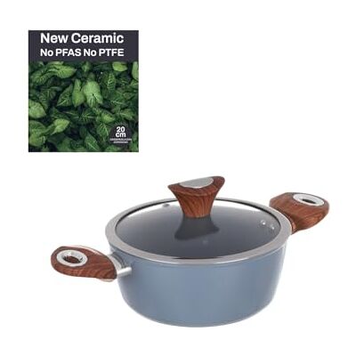 KASANOVA Steelpan 20 cm met deksel lichtblauw New Ceramic KASANOVA Steelpan 20 cm met deksel lichtblauw New Ceramic