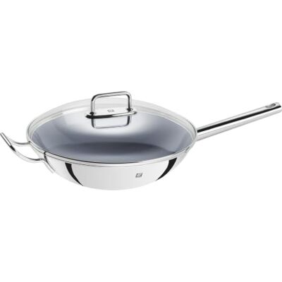 ZWILLING Wok, glazen deksel, afneembaar rooster inbegrepen, Ø 32 cm, roestvrij staal, geschikt voor inductie, lange handgreep, serie Plus, roestvrij staal glanzend ZWILLING Wok, glazen deksel, afneembaar rooster inbegrepen, Ø 32 cm, roestvrij staal, geschikt voor inductie, lange handgreep, serie Plus, roestvrij staal glanzend