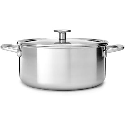 KitchenAid MultiPly 3PLY PFAS-vrije pan van roestvrij staal, met glazen deksel, 20 cm/3, 11 l, drievoudig, multiclad, inductie, ovenbestendig tot 220 °C, vaatwasmachinebestendig, zilverkleurig KitchenAid MultiPly 3PLY PFAS-vrije pan van roestvrij staal, met glazen deksel, 20 cm/3, 11 l, drievoudig, multiclad, inductie, ovenbestendig tot 220 °C, vaatwasmachinebestendig, zilverkleurig