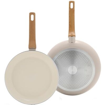 GreenPan Essence Set van 2 keramische pannen met antiaanbaklaag, 26 cm en 30 cm, PFAS-vrij, crèmewit, geschikt voor alle kookplaten GreenPan Essence Set van 2 keramische pannen met antiaanbaklaag, 26 cm en 30 cm, PFAS-vrij, crèmewit, geschikt voor alle kookplaten