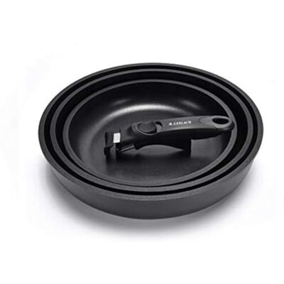 Gerlach Smart Set van 3 keramische braadpannen met keramische coating, geschikt voor inductiekookplaten, zwart, 20 cm, 24 cm, 28 cm Gerlach Smart Set van 3 keramische braadpannen met keramische coating, geschikt voor inductiekookplaten, zwart, 20 cm, 24 cm, 28 cm
