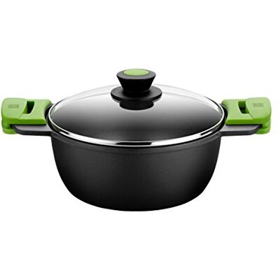 BRA Prior Kookpan hoog 20 cm, gegoten aluminium, met antiaanbaklaag, Teflon innovaties zonder PFOA, met glazen deksel en afneembare siliconen handgrepen, voor alle warmtebronnen, inclusief inductie BRA Prior Kookpan hoog 20 cm, gegoten aluminium, met antiaanbaklaag, Teflon innovaties zonder PFOA, met glazen deksel en afneembare siliconen handgrepen, voor alle warmtebronnen, inclusief inductie