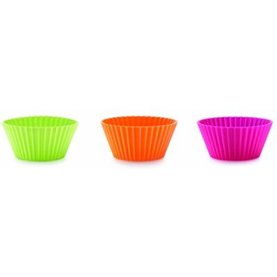 Lékué Classic Madeleines vormen, 7 cm, 12 stuks, roze/oranje/groen Lékué Classic Madeleines vormen, 7 cm, 12 stuks, roze/oranje/groen