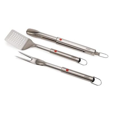 Joseph Joseph GrillOut Set de 3 Ustensiles BBQ en Acier Inoxydable, Spatule, Pinces & Fourchette, Poignée Extensible, Boucles de Suspension Joseph Joseph GrillOut Set de 3 Ustensiles BBQ en Acier Inoxydable, Spatule, Pinces & Fourchette, Poignée Extensible, Boucles de Suspension