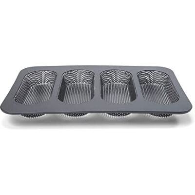 patisse Gatvorm met antiaanbaklaag, 4 verlengde holle ruimtes van elk 17 cm x 6,8 cm, middelgroot, zwart patisse Gatvorm met antiaanbaklaag, 4 verlengde holle ruimtes van elk 17 cm x 6,8 cm, middelgroot, zwart