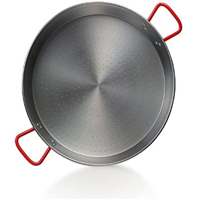 Garcima La Ideal Paella-pannenset van gepolijst staal, 24 cm, zilver/rood, 12 stuks Garcima La Ideal Paella-pannenset van gepolijst staal, 24 cm, zilver/rood, 12 stuks