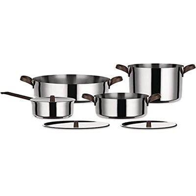 Alessi Edo pannenset, handgrepen van roestvrij staal 18/10 met PVD-coating, bruin Alessi Edo pannenset, handgrepen van roestvrij staal 18/10 met PVD-coating, bruin