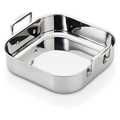 Le Creuset Braadpan, vierkant, roestvrij staal, 3-laags, 26 x 26 cm, 96106026000000 Le Creuset Braadpan, vierkant, roestvrij staal, 3-laags, 26 x 26 cm, 96106026000000