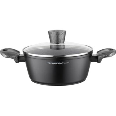 Florina Aluminium steelpan (2,5 l) I BONO inductiepan I 20 cm diameter I pan voor inductie, gas, elektrisch I kookgerei I anti-aanbaklaag I kleur: zwart Florina Aluminium steelpan (2,5 l) I BONO inductiepan I 20 cm diameter I pan voor inductie, gas, elektrisch I kookgerei I anti-aanbaklaag I kleur: zwart