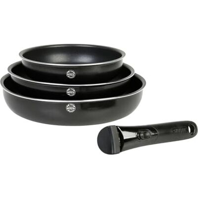 Sitram 715485 Set van 3 pannen van geperst aluminium, flexibel, Ø 20/24/28 cm, anti-aanbaklaag, zonder PFOA, afneembare handgreep, robuust, geschikt voor alle warmtebronnen, inclusief inductie Sitram 715485 Set van 3 pannen van geperst aluminium, flexibel, Ø 20/24/28 cm, anti-aanbaklaag, zonder PFOA, afneembare handgreep, robuust, geschikt voor alle warmtebronnen, inclusief inductie