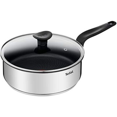 Rowenta Tefal Primary, stoofpan 24 cm met deksel, hoogwaardig roestvrij staal, gezonde antiaanbaklaag, inductie, roestvrij staal met antiaanbaklaag, roestvrij staal met antiaanbaklaag, E3093204 Sauteuse inox cuisine compatible induction Revêtement antia Rowenta Tefal Primary, stoofpan 24 cm met deksel, hoogwaardig roestvrij staal, gezonde antiaanbaklaag, inductie, roestvrij staal met antiaanbaklaag, roestvrij staal met antiaanbaklaag, E3093204 Sauteuse inox cuisine compatible induction Revêtement antia