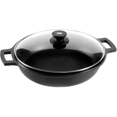 BRA Platte kookpan van gegoten aluminium, zwart, 24 cm 4 BRA Platte kookpan van gegoten aluminium, zwart, 24 cm 4