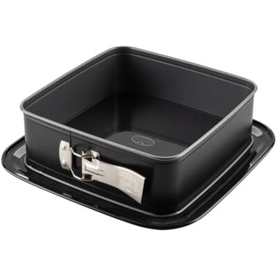 Dr. Oetker Vierkante springvorm met emaille bodem, perfect voor taarten en taarten, 29 x 29 x 8,5 cm, antiaanbaklaag, hittebestendig Dr. Oetker Vierkante springvorm met emaille bodem, perfect voor taarten en taarten, 29 x 29 x 8,5 cm, antiaanbaklaag, hittebestendig