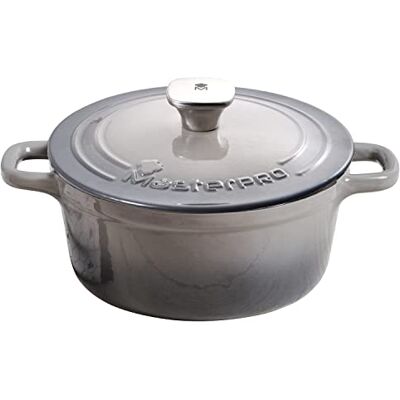 MasterPRO Unique Kookpan 27 cm met deksel, grijs, gemaakt van gietijzer, ergonomische handgrepen, geschikt voor alle soorten keukens MasterPRO Unique Kookpan 27 cm met deksel, grijs, gemaakt van gietijzer, ergonomische handgrepen, geschikt voor alle soorten keukens