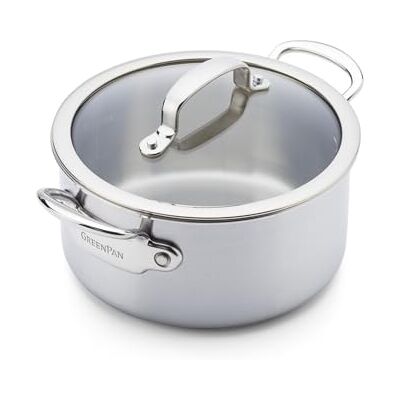 GreenPan Premiere 5PLY Braadpan van roestvrij staal 18/10 met glazen deksel, 16 cm/1,58 l, Multiply, gepolijst roestvrij staal, geschikt voor inductie, vaatwasmachinebestendig, ovenbestendig, zilver GreenPan Premiere 5PLY Braadpan van roestvrij staal 18/10 met glazen deksel, 16 cm/1,58 l, Multiply, gepolijst roestvrij staal, geschikt voor inductie, vaatwasmachinebestendig, ovenbestendig, zilver