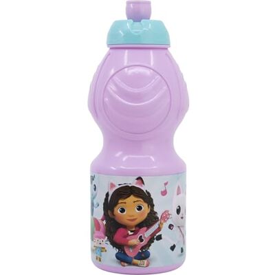 Stor Gabby en het magische huis herbruikbare drinkfles voor kinderen, 400 ml, van kunststof, met lekvrije dop en antislipband, BPA-vrij, voor kinderen Stor Gabby en het magische huis herbruikbare drinkfles voor kinderen, 400 ml, van kunststof, met lekvrije dop en antislipband, BPA-vrij, voor kinderen