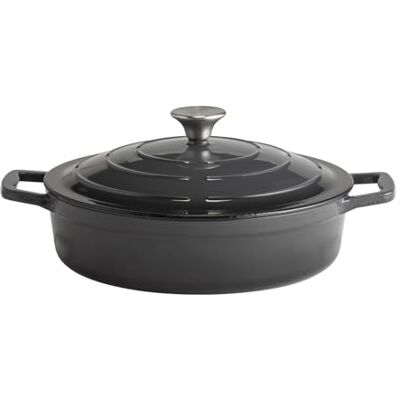 APS 88305 5 Stars gietijzeren stoofpan met deksel geschikt voor inductie en oven met dekselhouder, Ø 28 cm, 3 liter, antraciet APS 88305 5 Stars gietijzeren stoofpan met deksel geschikt voor inductie en oven met dekselhouder, Ø 28 cm, 3 liter, antraciet