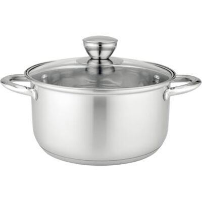 Florina Matteo Braadpan van roestvrij staal, 4,4 l, 22 cm, met glazen deksel, vaatwasmachinebestendig, ideaal voor pasta en soep, geschikt voor alle warmtebronnen, inclusief inductie Florina Matteo Braadpan van roestvrij staal, 4,4 l, 22 cm, met glazen deksel, vaatwasmachinebestendig, ideaal voor pasta en soep, geschikt voor alle warmtebronnen, inclusief inductie