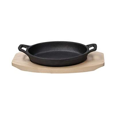 Tognana Gietijzeren pan 17 x 11 cm met houten standaard Tognana Gietijzeren pan 17 x 11 cm met houten standaard