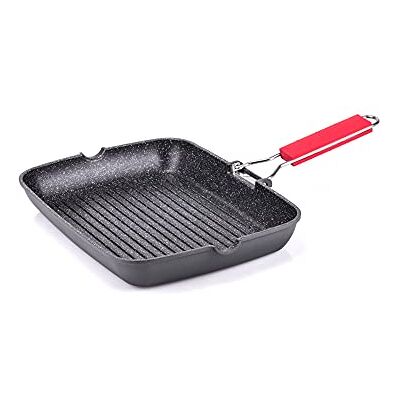 Moneta Pro Grill, inductiekookpan met inklapbare handgreep, antiaanbaklaag en krasbestendig, pan geschikt voor alle fornuizen, vaatwasmachinebestendig, 24 x 34 cm Moneta Pro Grill, inductiekookpan met inklapbare handgreep, antiaanbaklaag en krasbestendig, pan geschikt voor alle fornuizen, vaatwasmachinebestendig, 24 x 34 cm