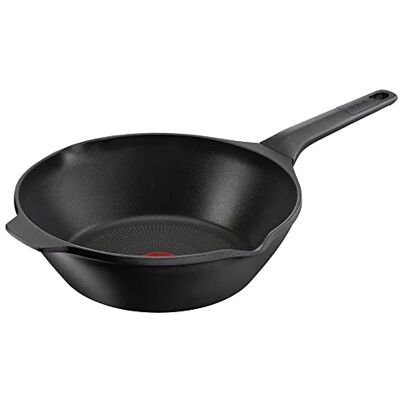 Tefal E24919-28 cm robuuste wokpan van gegoten aluminium, eenvoudige reiniging, antiaanbaklaag, temperatuurweergave, vaatwasmachinebestendig, geschikt voor inductie, zwart Tefal E24919-28 cm robuuste wokpan van gegoten aluminium, eenvoudige reiniging, antiaanbaklaag, temperatuurweergave, vaatwasmachinebestendig, geschikt voor inductie, zwart