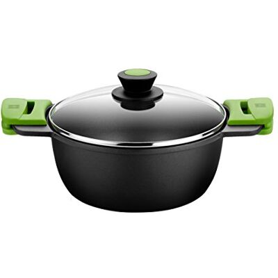 BRA Prior Kookpan hoog 24 cm, gegoten aluminium, met antiaanbaklaag, Teflon innovaties zonder PFOA, met glazen deksel en afneembare siliconen handgrepen, voor alle warmtebronnen, inclusief inductie BRA Prior Kookpan hoog 24 cm, gegoten aluminium, met antiaanbaklaag, Teflon innovaties zonder PFOA, met glazen deksel en afneembare siliconen handgrepen, voor alle warmtebronnen, inclusief inductie