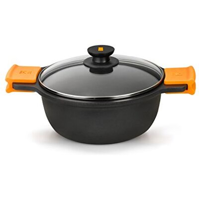 BRA Efficient Kookpan hoog 36 cm, gegoten aluminium, met antiaanbaklaag Teflon Platiunm Plus zonder PFOA, met glazen deksel en afneembare siliconen handgrepen, voor alle warmtebronnen inclusief BRA Efficient Kookpan hoog 36 cm, gegoten aluminium, met antiaanbaklaag Teflon Platiunm Plus zonder PFOA, met glazen deksel en afneembare siliconen handgrepen, voor alle warmtebronnen inclusief