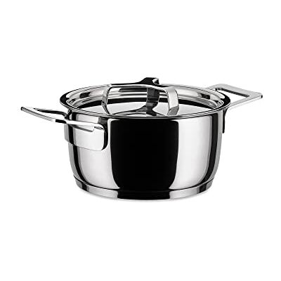 Alessi AJM101/16 POTS & Pans platte steelpan, roestvrij staal, zilver, 16 cm Alessi AJM101/16 POTS & Pans platte steelpan, roestvrij staal, zilver, 16 cm