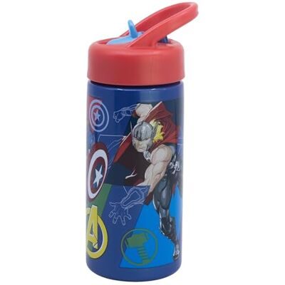 Stor Avengers Sportfles met rietje en handvat, 410 ml, herbruikbaar, BPA-vrij, voor school, sport en uitstapjes Stor Avengers Sportfles met rietje en handvat, 410 ml, herbruikbaar, BPA-vrij, voor school, sport en uitstapjes